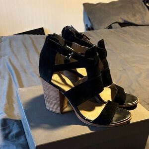 Elegant Black Strappy Block Heels